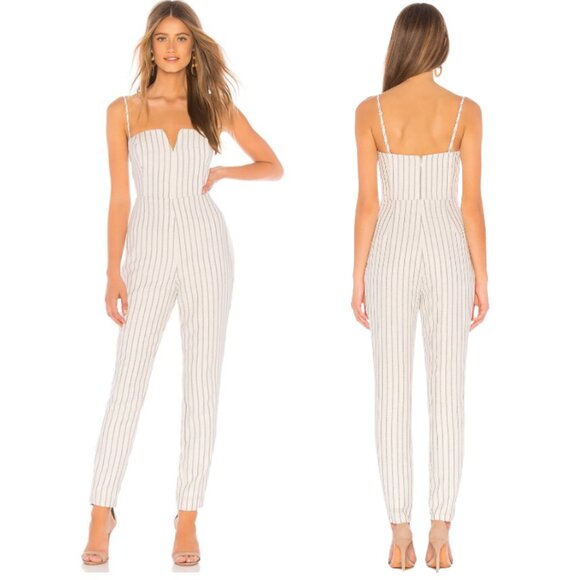 NBD Striped Papillon Jumpsuit in Black and White - Picture 1 of 6